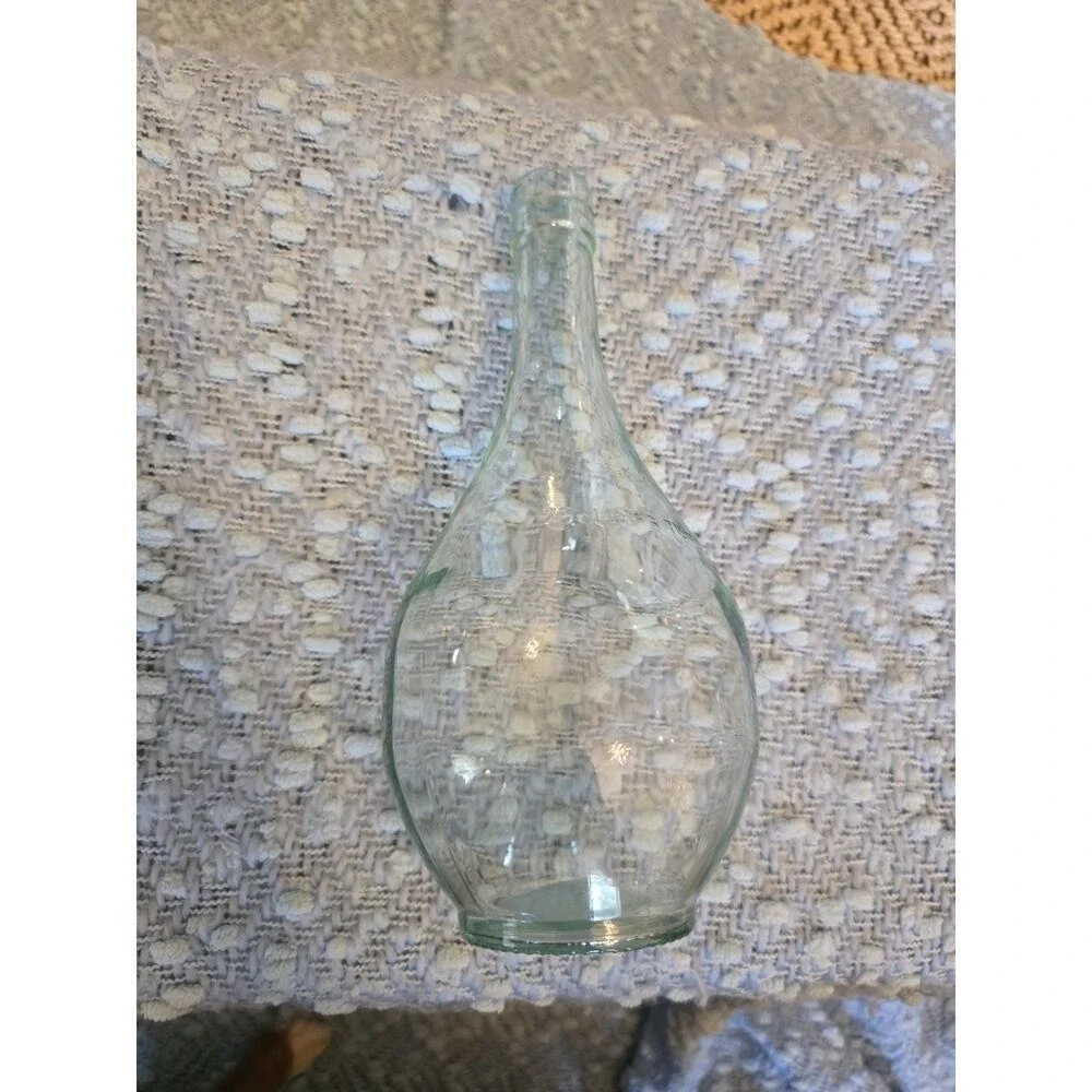 Vintage Clear Glass Bottle Vase 750 ml Embossed Decorative Carafe‎ E2
